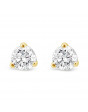 Solitaire Diamond Stud Earrings in a 3-Claw Setting, Set 18ct Yellow Gold. Tdw 0.50ct